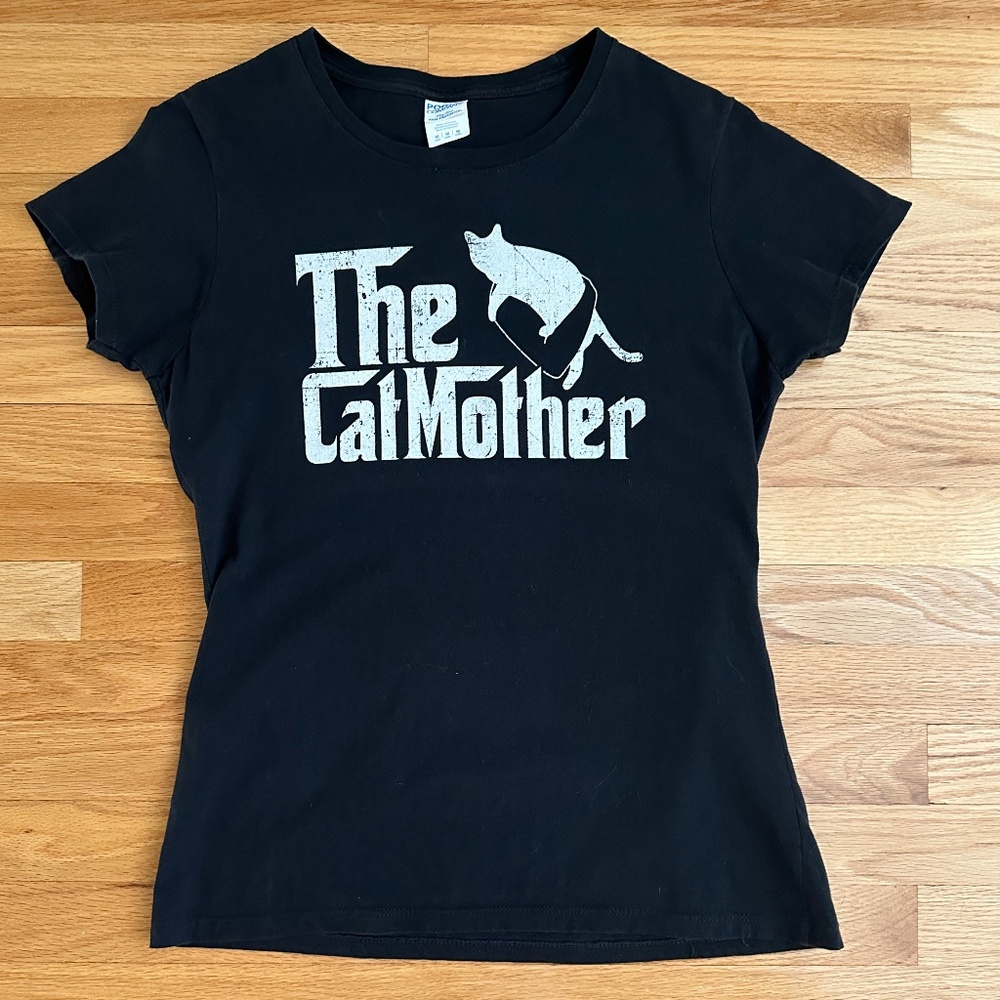 Cat Mother Black T-shirt Womens Size Medium